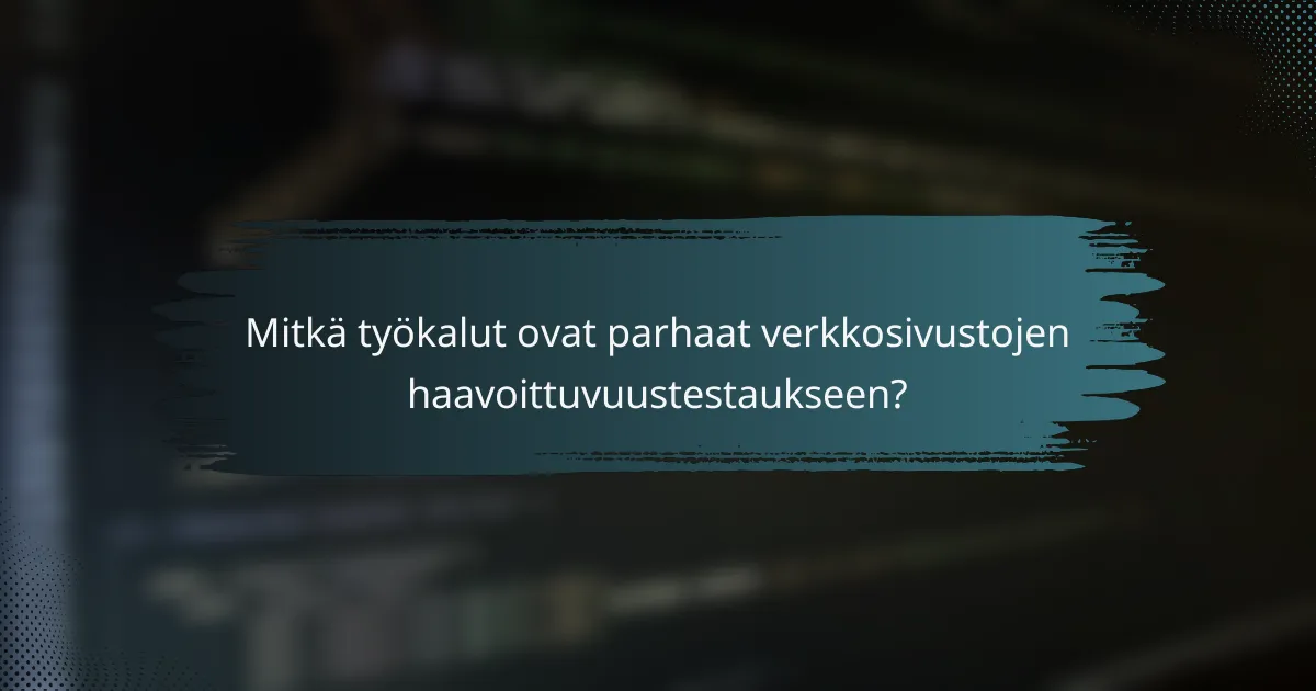 Mitkä työkalut ovat parhaat verkkosivustojen haavoittuvuustestaukseen?